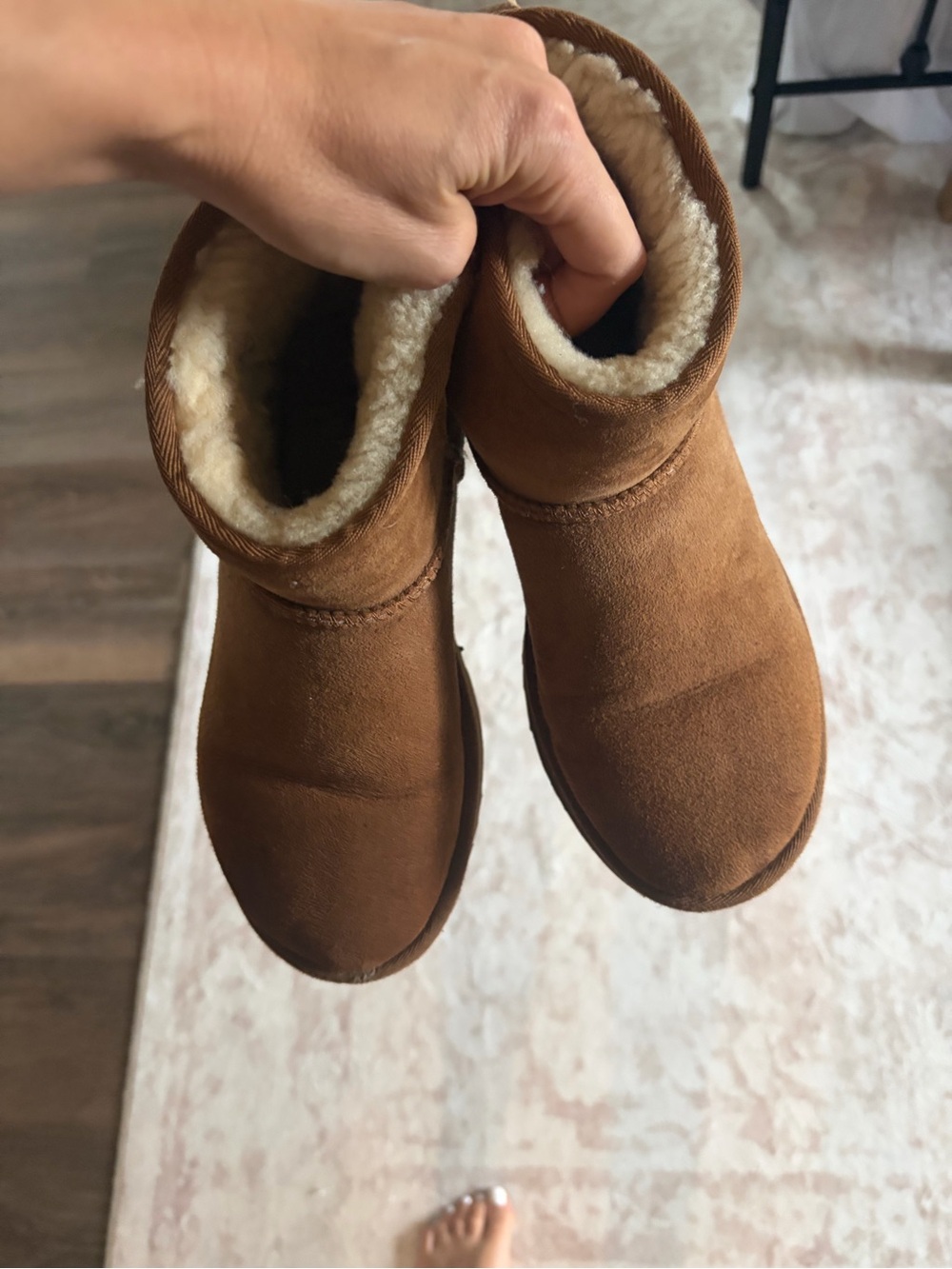 UGG Chestnut Suede Short Boot Slippers with Shearling Lining